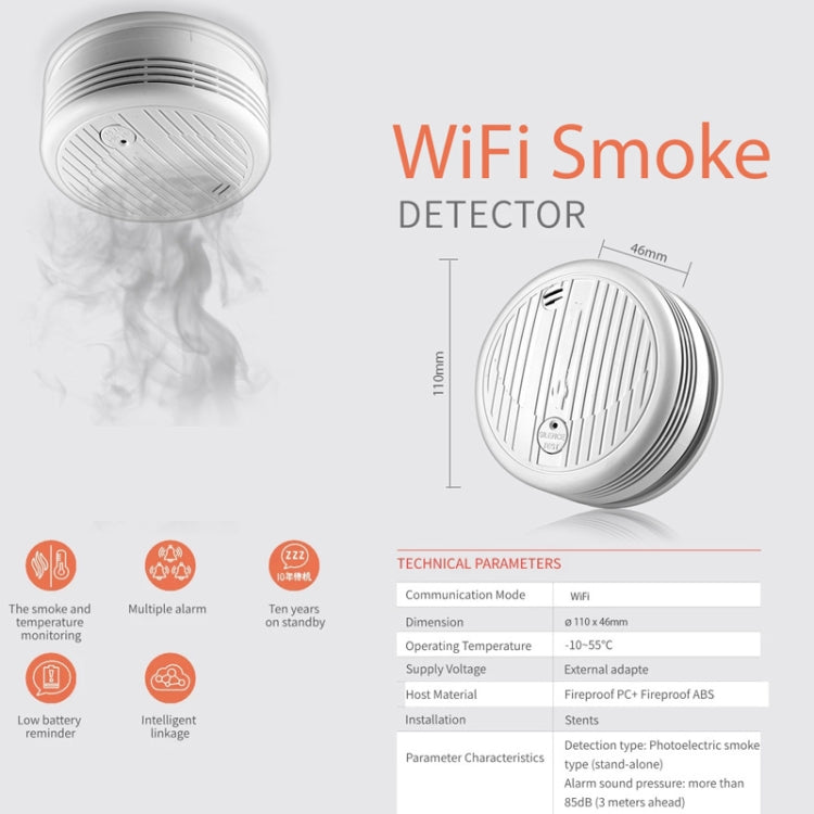 TY-SMK-07 Smart Home WiFi Smoke Detector TY-SMK-07 Smart Home WiFi Smoke Detector
